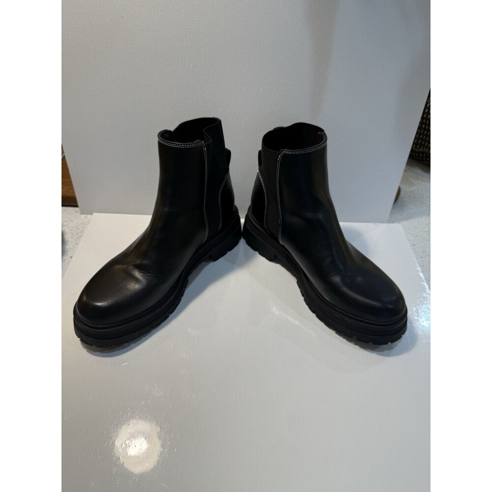 Y2K Nine West Chunky Sole Toe Pull On Chelsea Ankle Boots 8.5 90s Goth Black - Picture 6 of 16